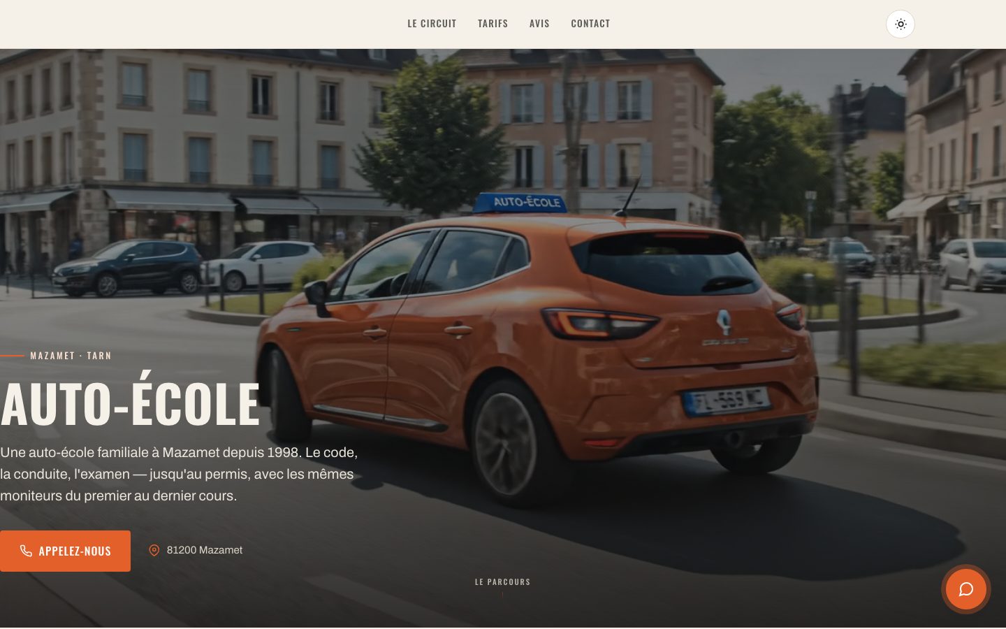 Site d'une auto-école à Mazamet, vu sur ordinateur